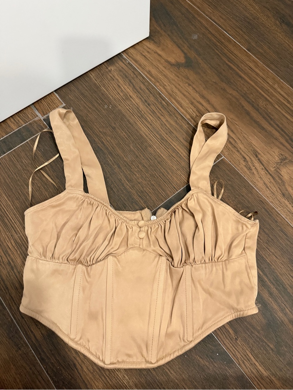 Zara Neutral Tan Corset Crop Top